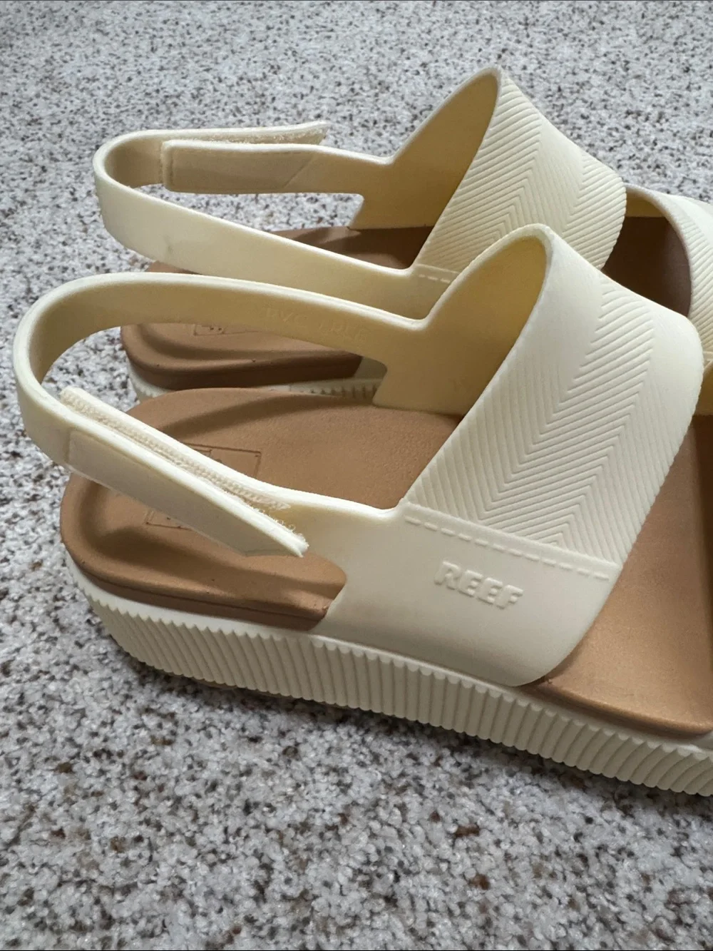 Reef Two-Strap Cream and Tan Slingback Sandals